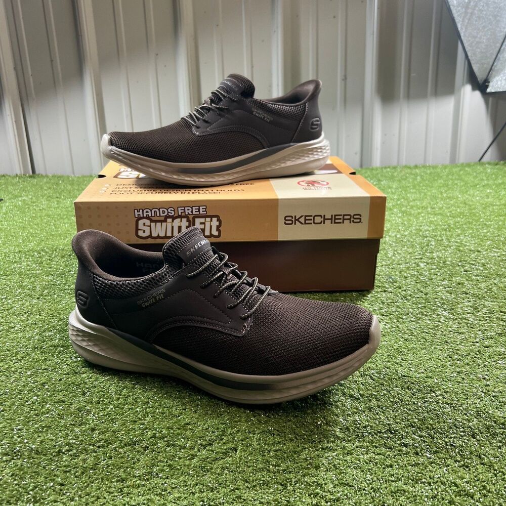 Skechers Hands Free Slip-ins Swift Fit Men's Size 10.5 Brown Sneakers 182006 New